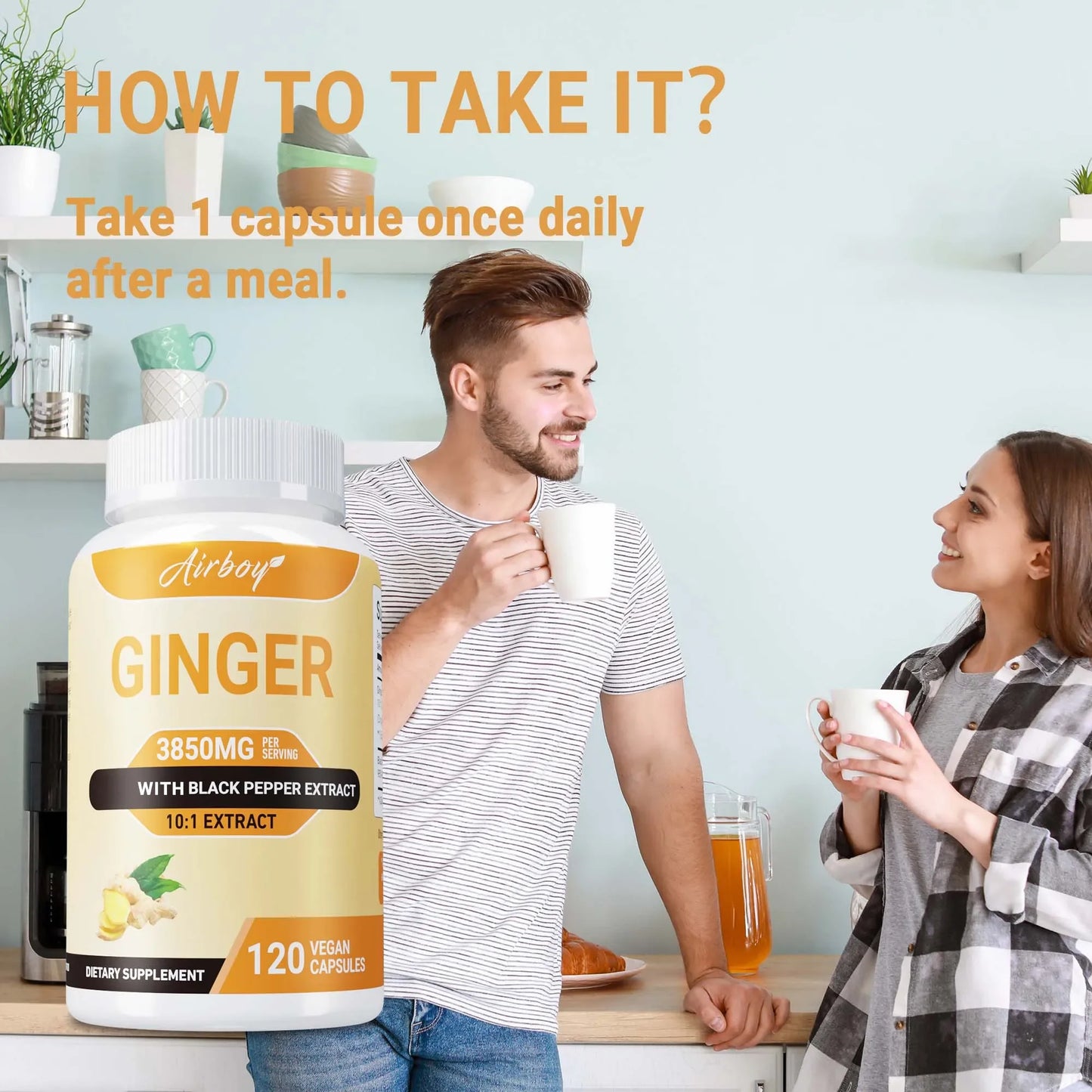Airboy Ginger 3850MG Supplement Supports Immune System Digestion And Performance