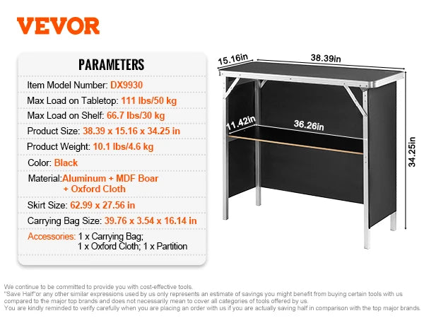 SucceBuy Folding Portable Bar Table With Carrying Case For Tradeshows
