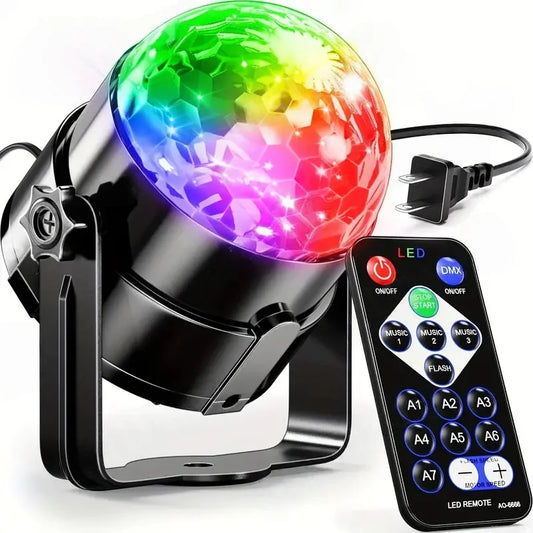 LED Stage Disco Light Rotating DJ Ball Strobe Remote Sound Control Magic Dance Car RGB Christmas Gift Party Club Laser Show Lamp