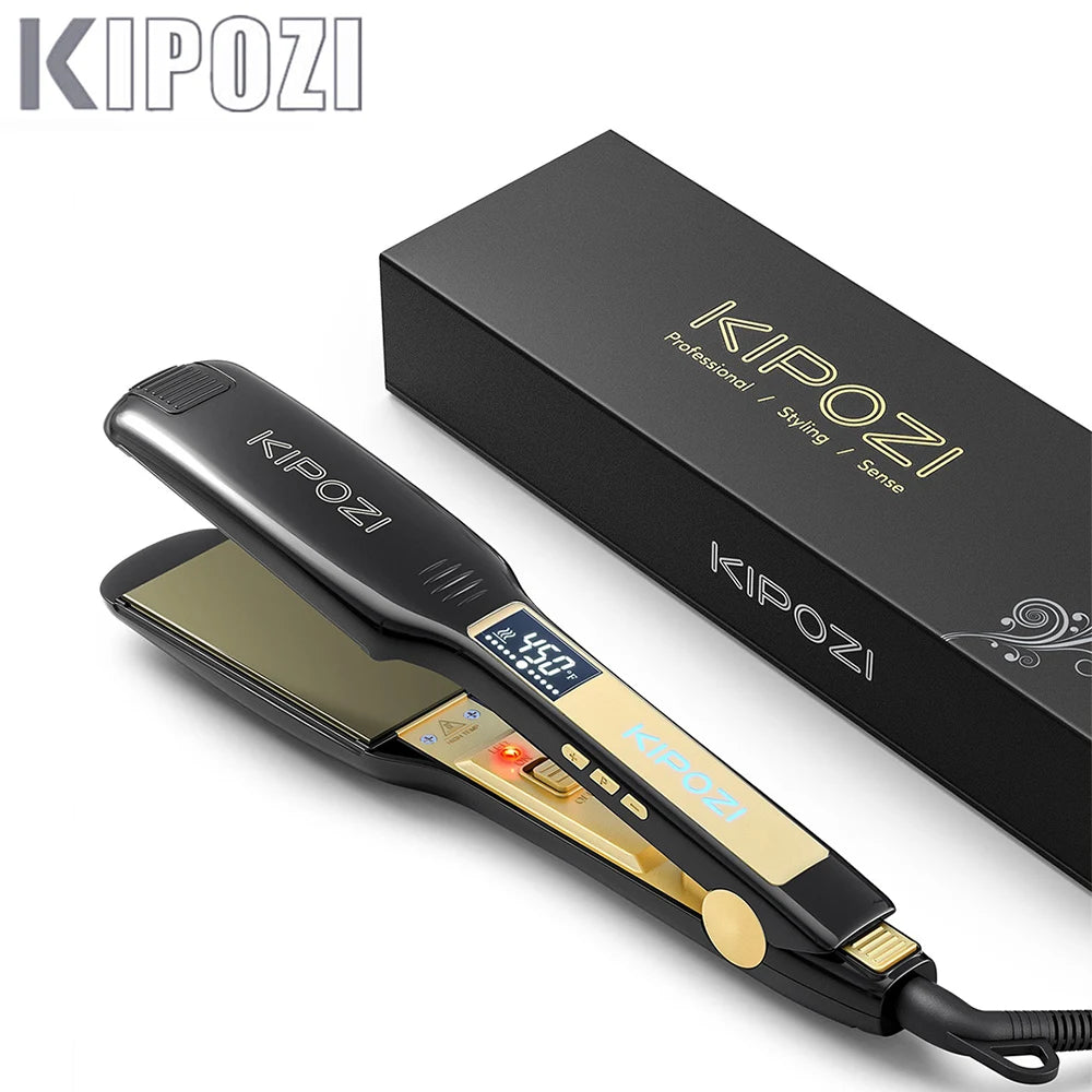 Fairywill Digital LCD Hair Straightener Titanium Flat Iron Dual Voltage