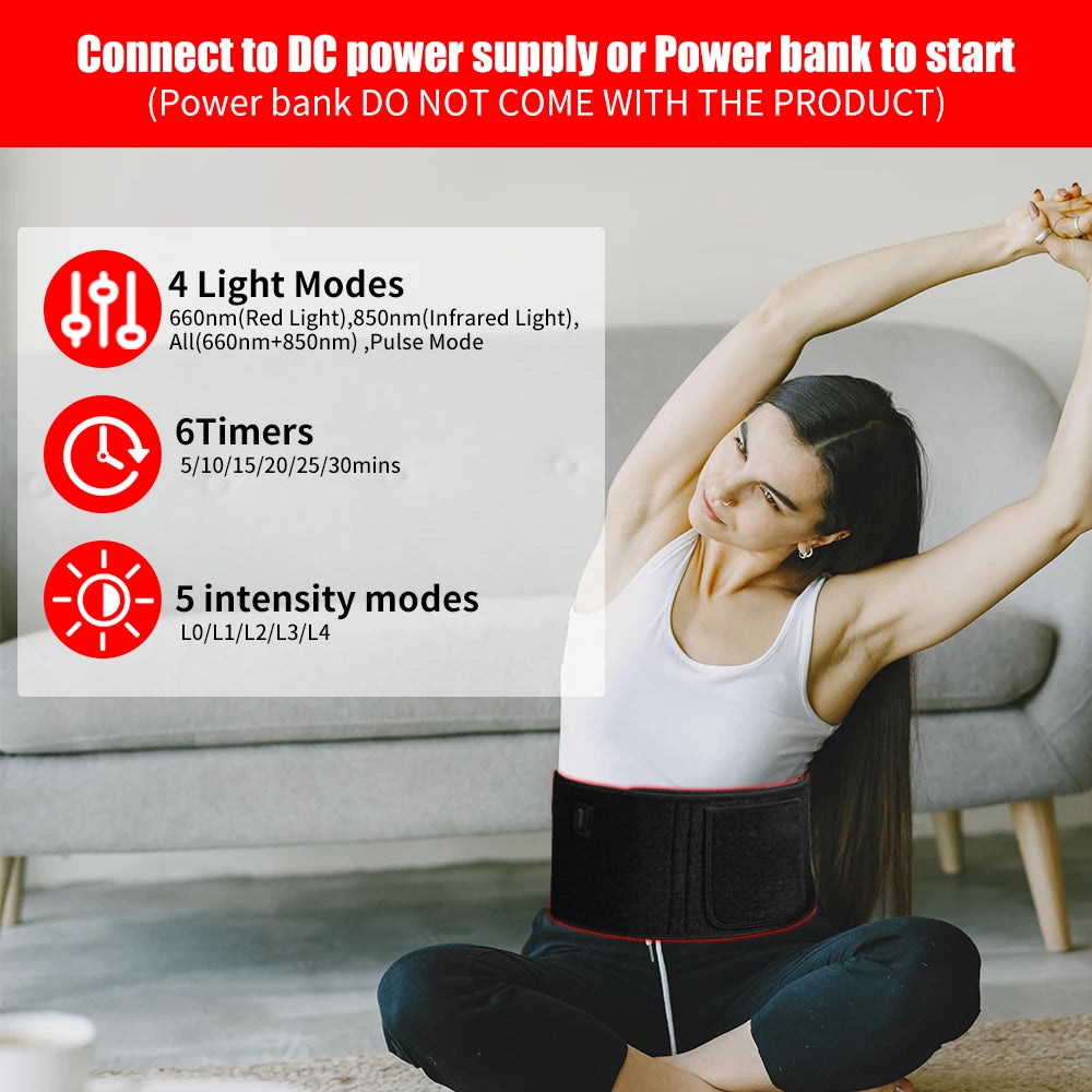 Light Therapy Belt 660nm 850nm Near Infrared For Muscle Relaxation Inflammation
