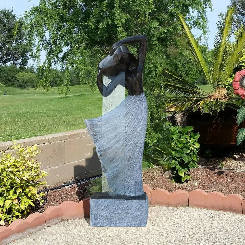 SAC Modern Waterfalling Fountain for Outdoor Indoor Zen Garden