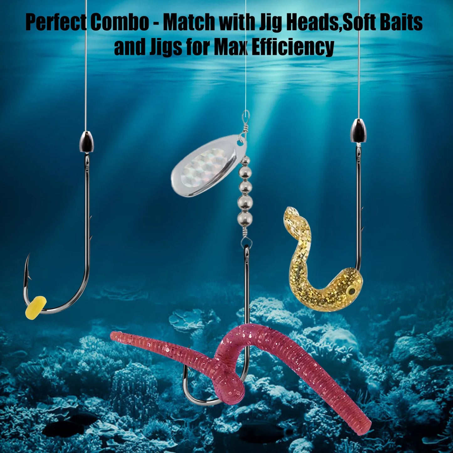 9KM DWLIFE Saltwater Long Shank Beak Hook Live Bait Holder