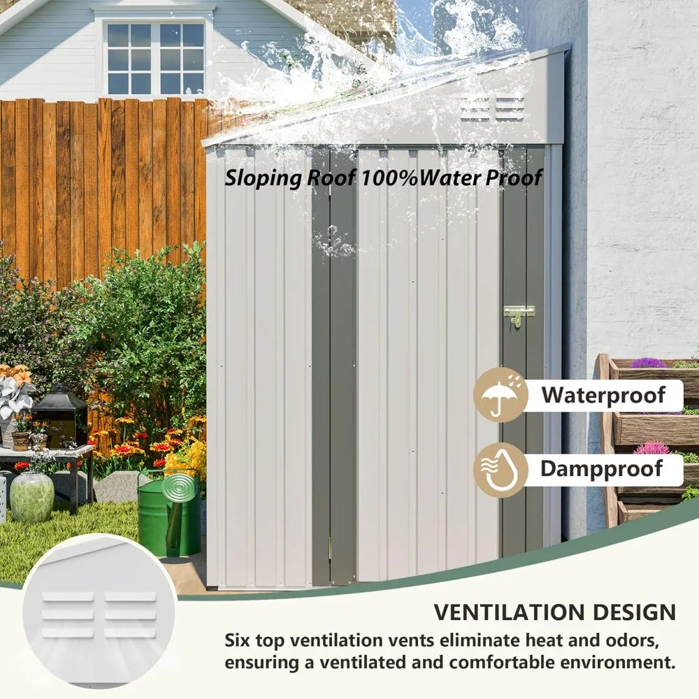 Lean To Storage Shed Outdoor Metal Tool Cabinet Lockable
