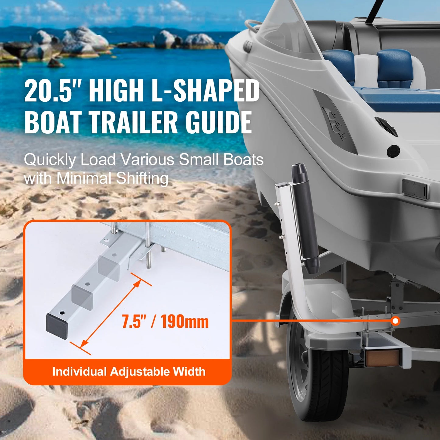 SucceBuy Boat Trailer Guide Poles Adjustable Rustproof Galvanized Steel