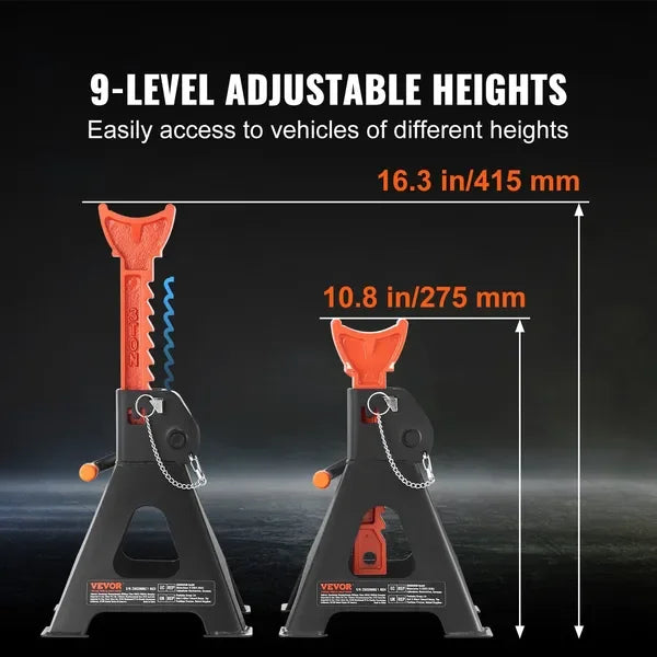 VEVOR Jack Stands, 3 Ton (6,000 lbs) Capacity Car Jack Stands Double Locking, 10.8-16.3 inch Adjustable Height, for lifting SUV,