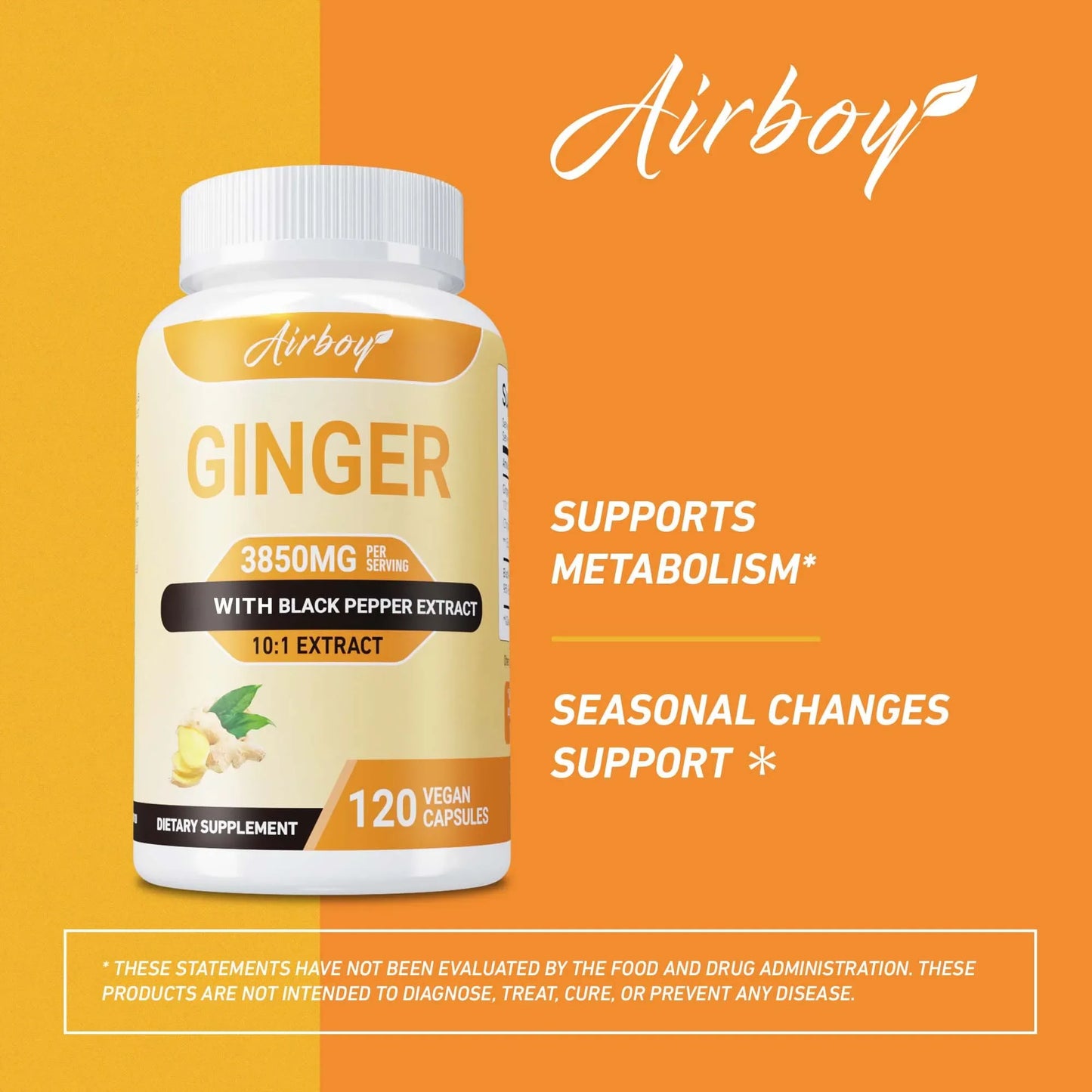 Airboy Ginger 3850MG Supplement Supports Immune System Digestion And Performance