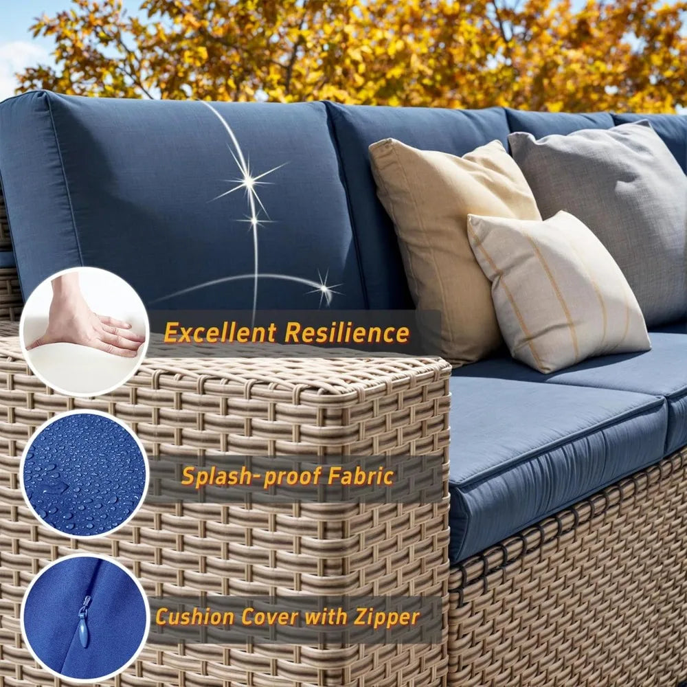 Outdoor Rattan Patio Sectional Furniture Set 13 Pieces