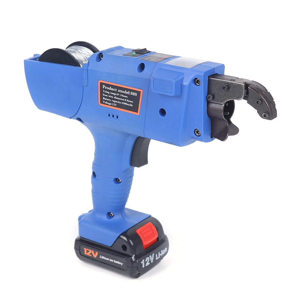 8mm-34mm Tier Tying Machine  w/Pliers + 2 x Batteries Automatic Rebar Tier Tying Machine Electric Reinforcing Rebar Tier Gun