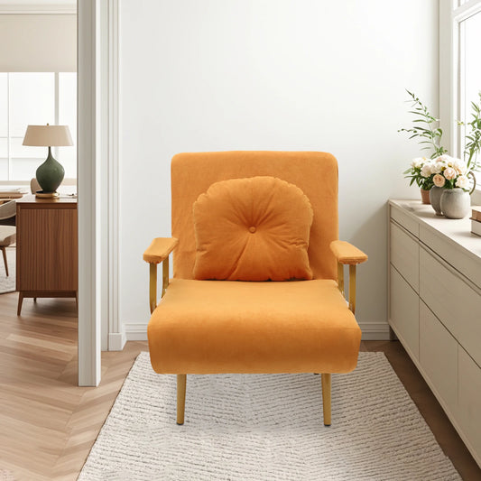 Convertible Sofa Bed With Five Position Backrest And Folding Chair