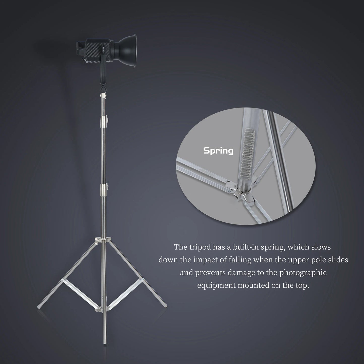 SH Stainless Steel Tripod Light Stand for Ring Light Softbox