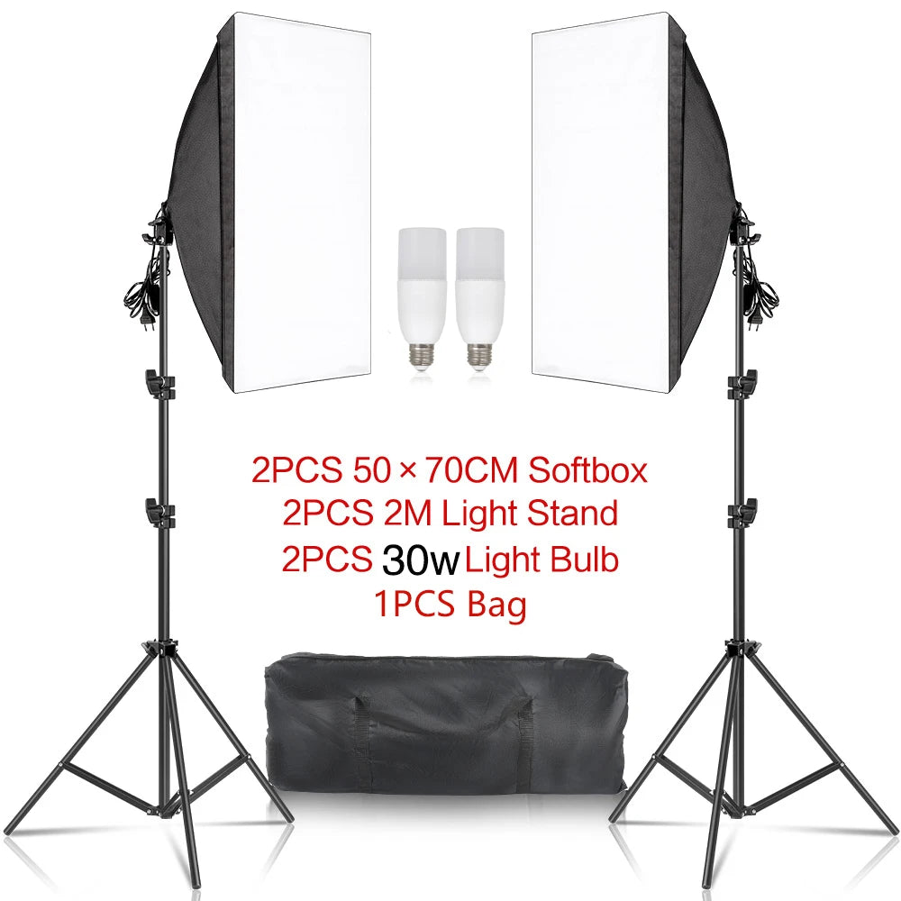SH Softbox Photography Lighting Kit With E27 Bulbs