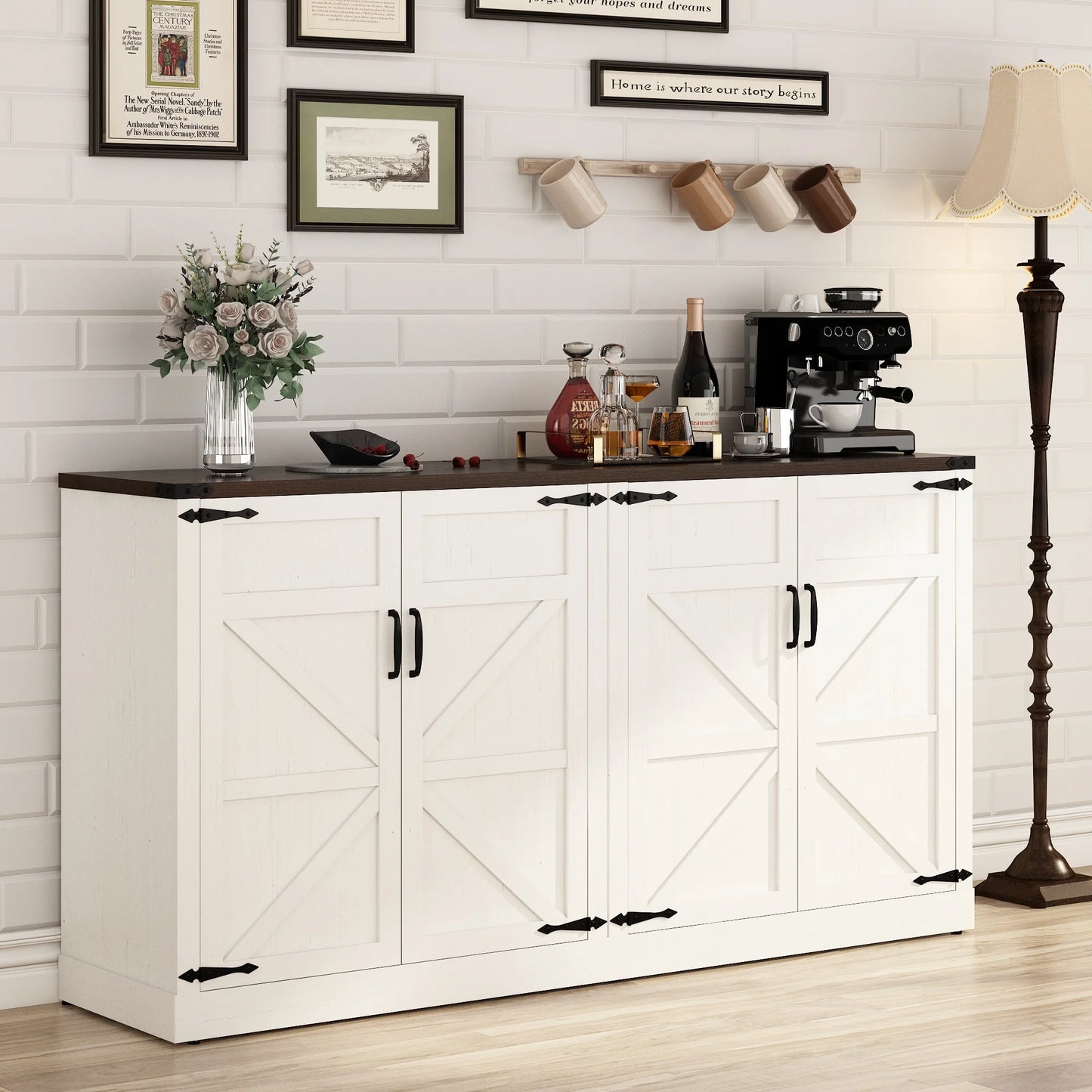 QiaoShiRen Sideboard Buffet Cabinet With Storage Modern Farmhouse