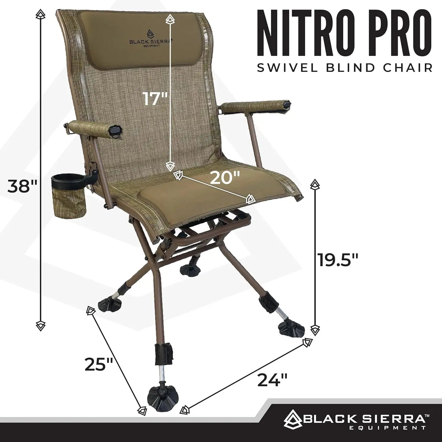 Heavy Duty 360 Swivel Hunting Chair With Padded Armrests