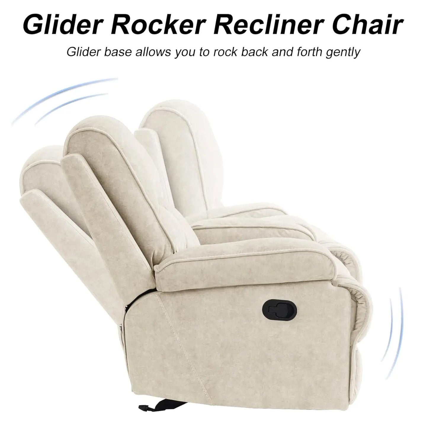 Manual Rocker Recliner Chair For Adults High Back Glider Upholstered