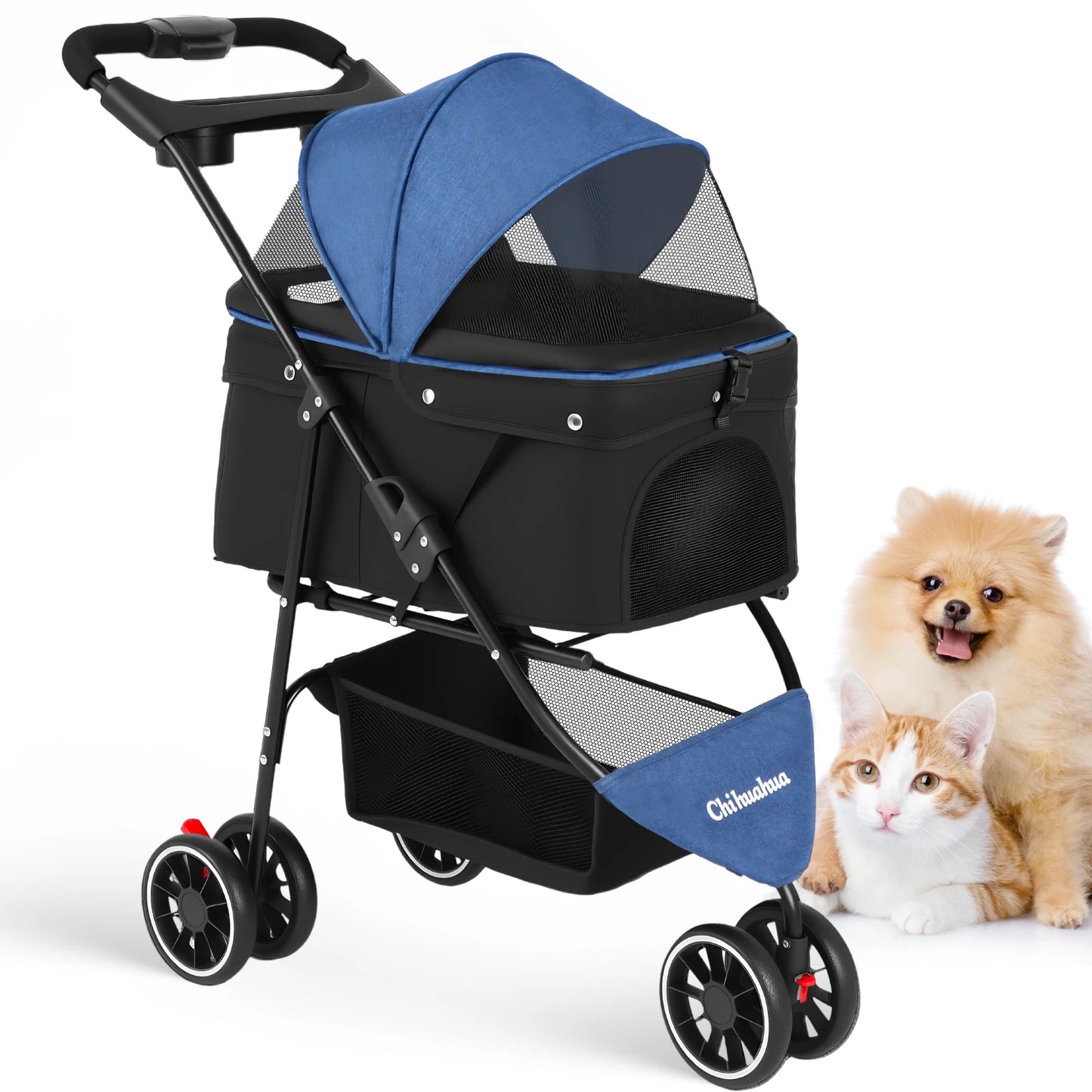 Chihuahua Dog Stroller Foldable With Universal Wheels For Travel