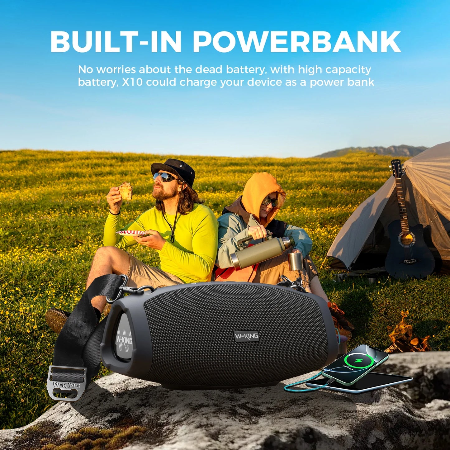 W-King 120W Peak Portable Bluetooth Speaker With Wireless Microphone