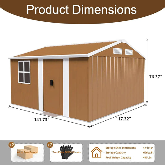 Metal Outdoor Storage Shed With Windows Doors And Ventilation