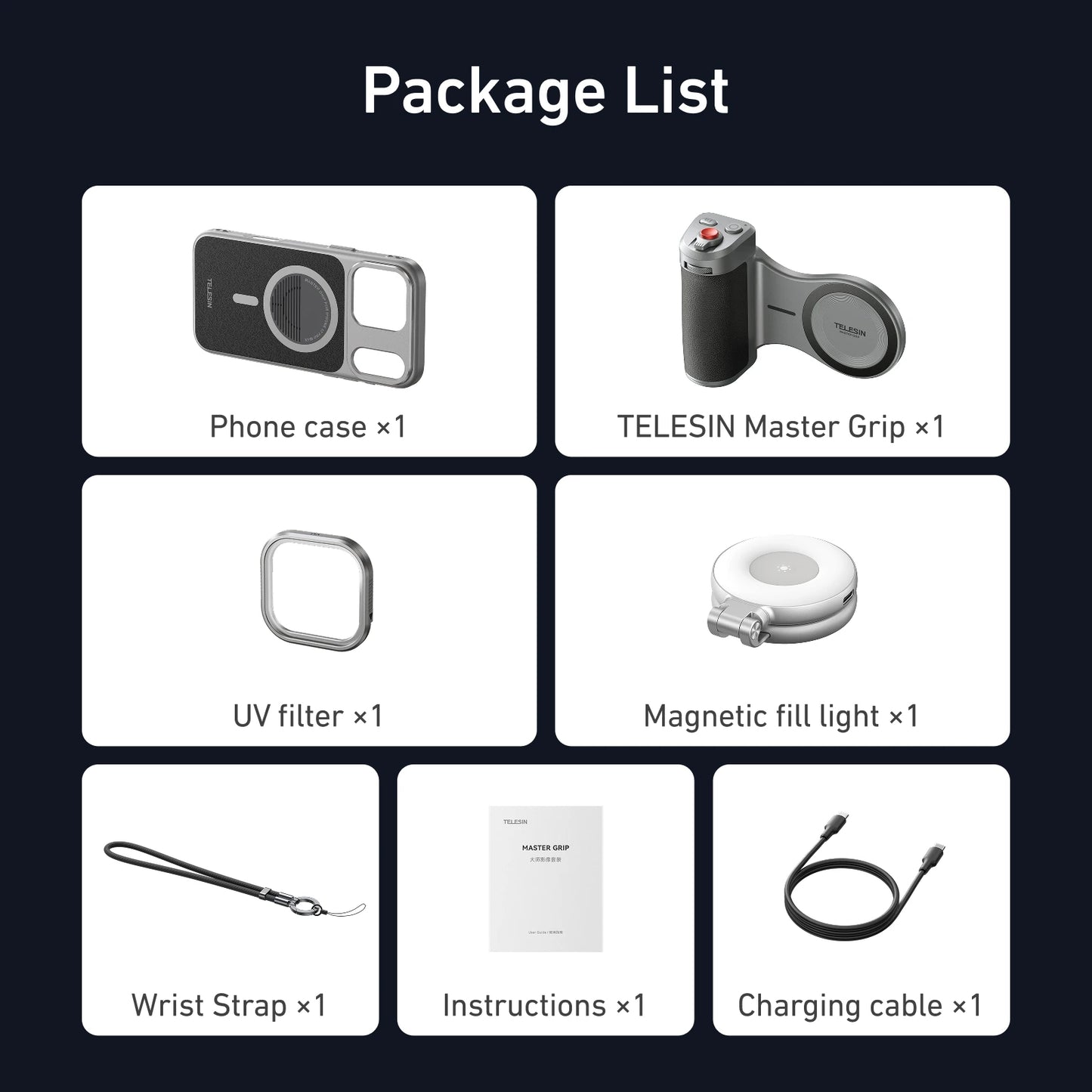 TELESIN Master Grip For iPhone Pro Max Magnetic 3200mAh Battery