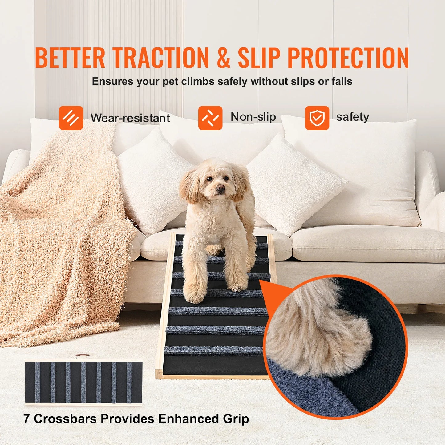SucceBuy Folding Dog Ramp With Adjustable Height