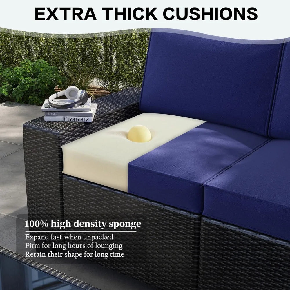 Outdoor 6 Piece Patio Furniture Set Sectional Wicker Waterproof