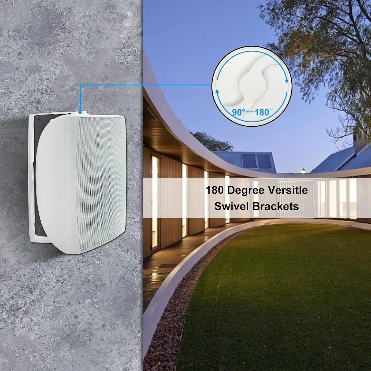Herdio 2 Pack Outdoor Wall Mount Passive Waterproof 400W Speakers