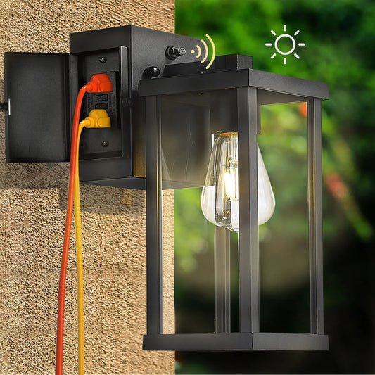 Dusk To Dawn Porch Light With GFCI Outlet Wall Mount