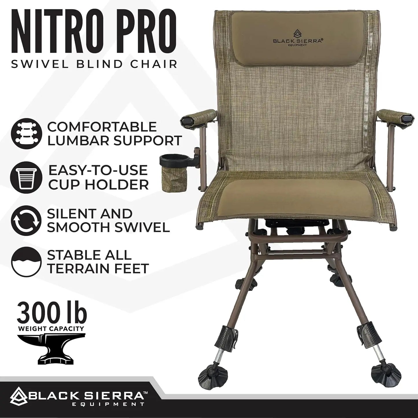 Heavy Duty 360 Swivel Hunting Chair With Padded Armrests