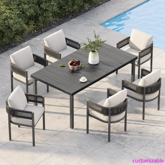 XMSJ Outdoor Patio Dining Set With Wicker Chairs And Cushions