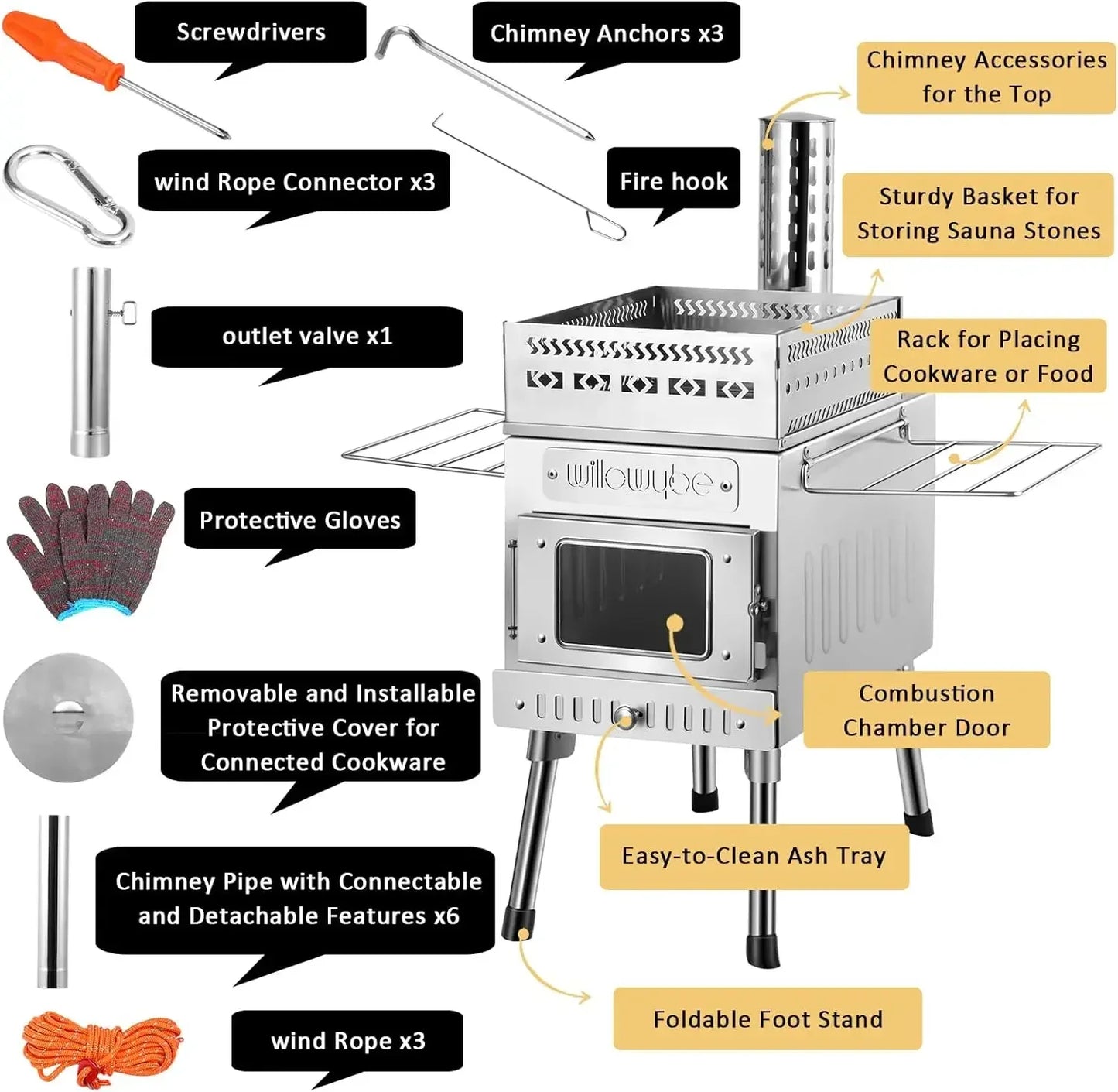 Outdoor Sauna Rocket Stove for Camping and Dry Sauna