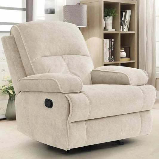 Manual Rocker Recliner Chair For Adults High Back Glider Upholstered