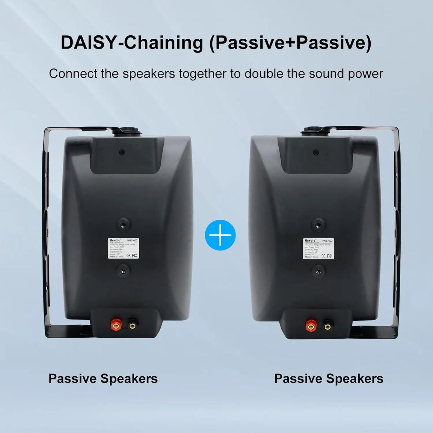 Herdio 2 Pack Outdoor Wall Mount Passive Waterproof 400W Speakers