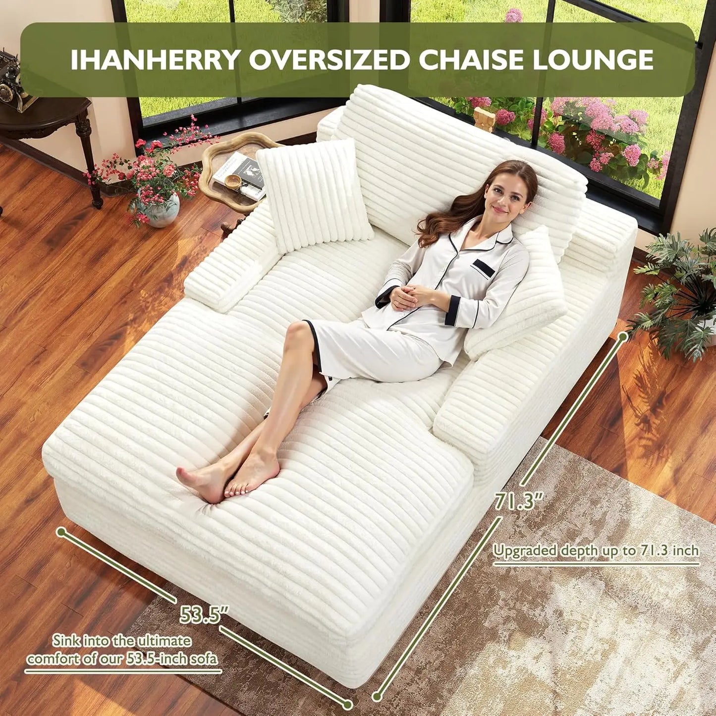 Upholstered Chaise Lounge Sleeper Sofa Corduroy Convertible Bed