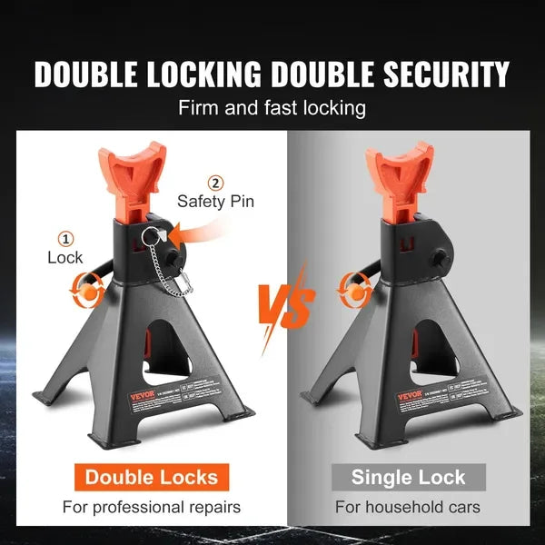VEVOR Jack Stands, 3 Ton (6,000 lbs) Capacity Car Jack Stands Double Locking, 10.8-16.3 inch Adjustable Height, for lifting SUV,
