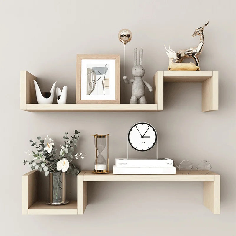 Wooden Wall Mounted Floating Shelves Set High Load Capacity