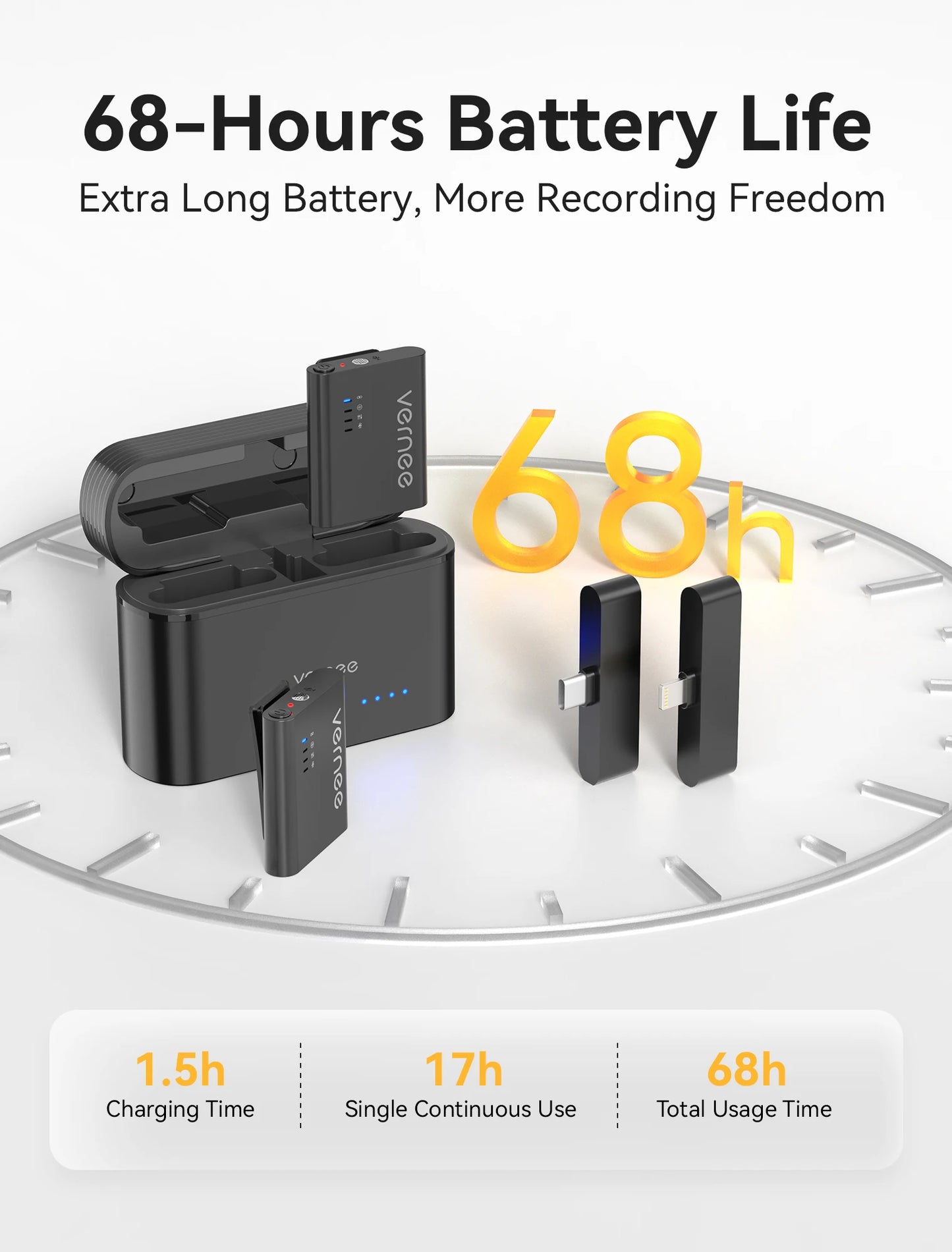 Vernee M1 Wireless Lavalier Microphone With Charging Case