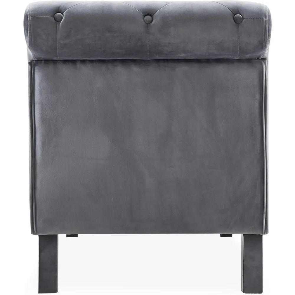 Upholstered Chaise Lounge Chair Indoor Modern Sofa Button Tufted Back