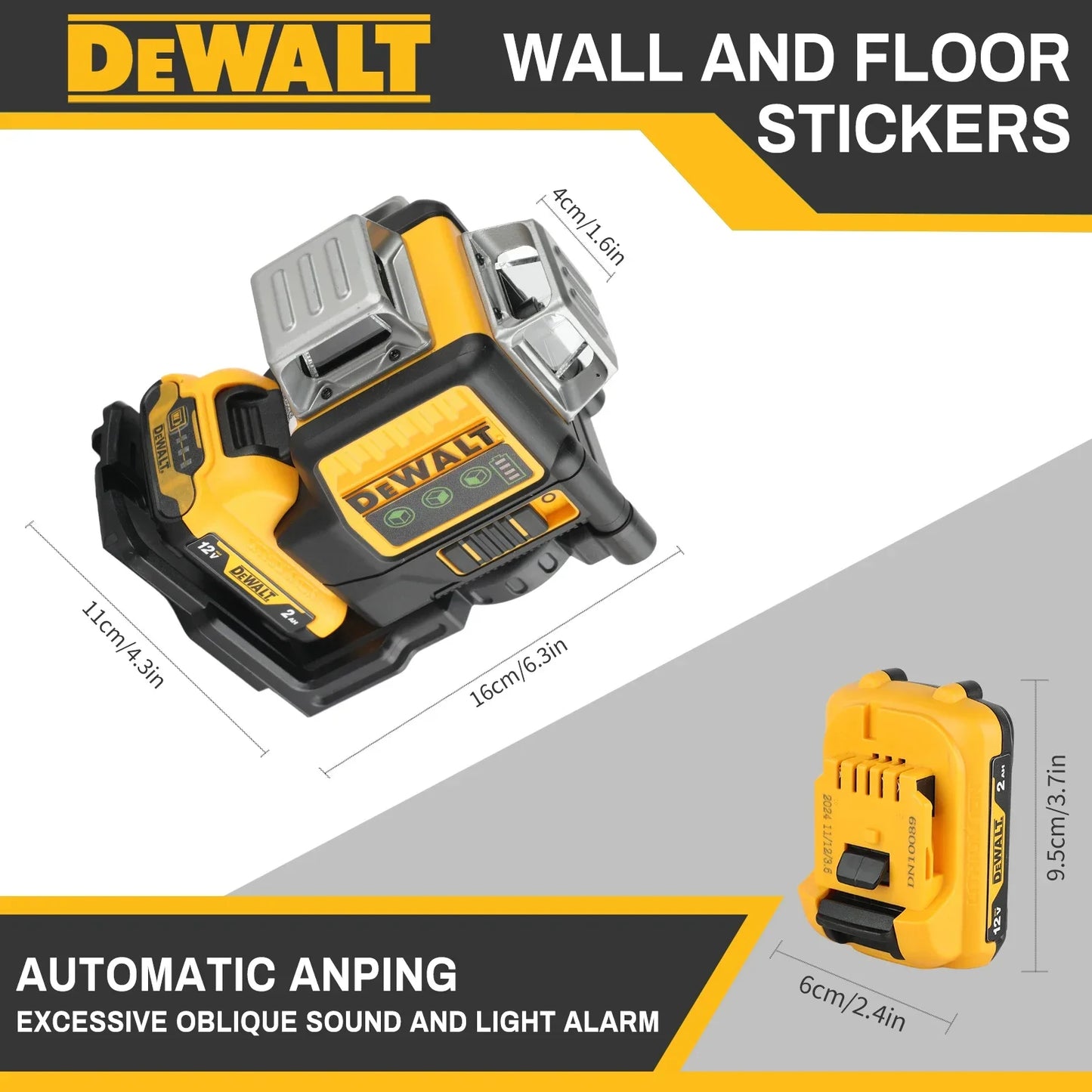 DEWALT DW089LG 3 Sides 360 Degree Laser Level Green Beam