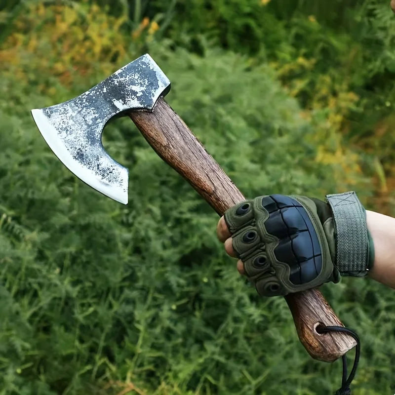 NONEDIY Hand Forged Viking Tomahawk Axe Outdoor High Manganese Steel