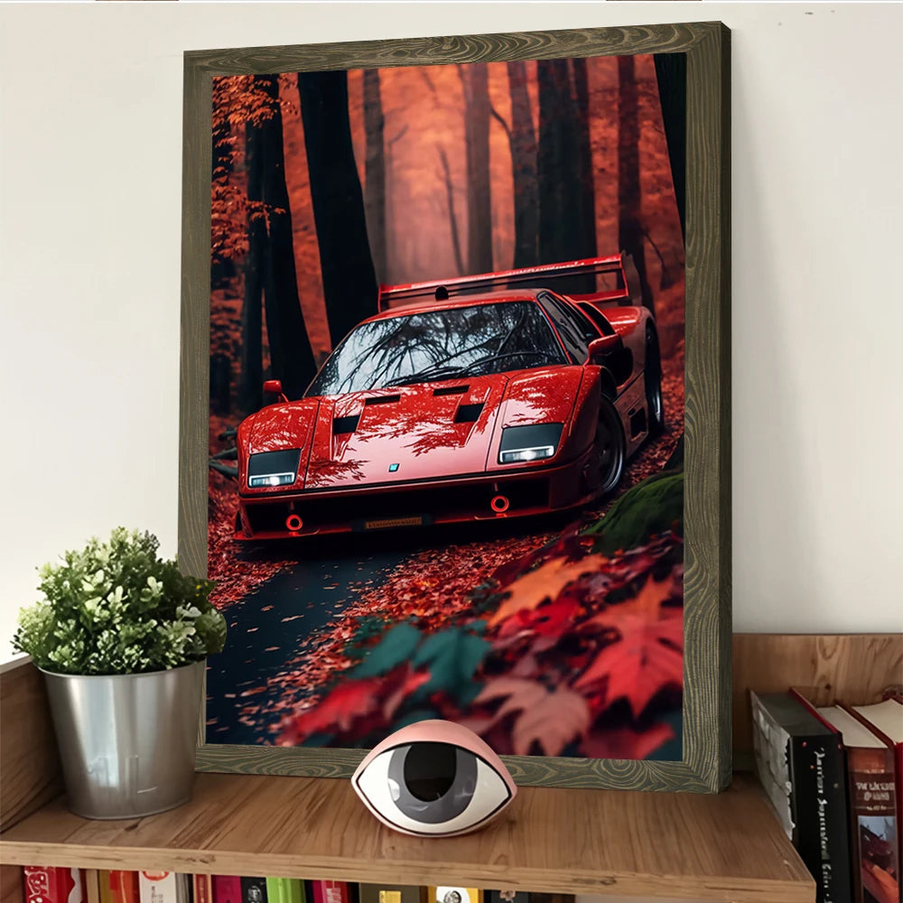 F40 Super Car Canvas Wall Art Poster For Modern Decor