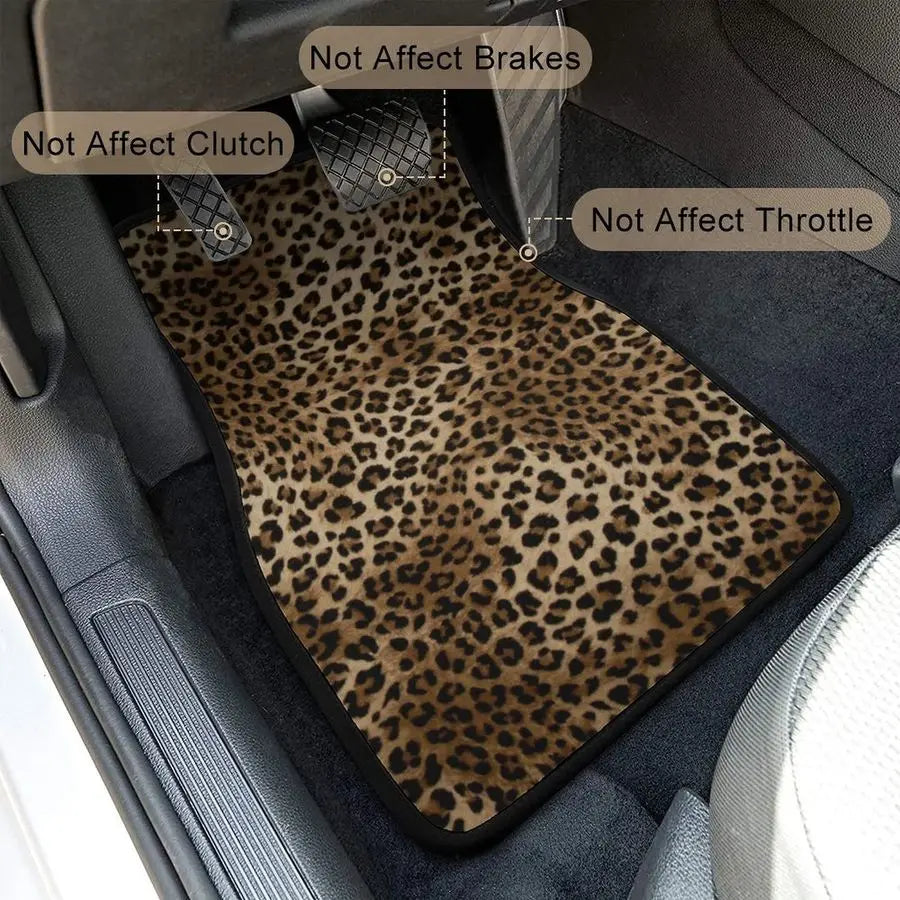 Leopard Print Car Floor Mats 4-Piece Universal Fit