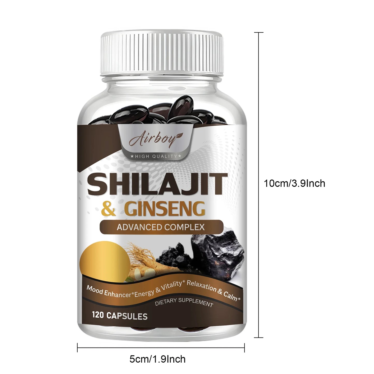 Airboy Shilajit and Ginseng Supplement for Energy and Immunity