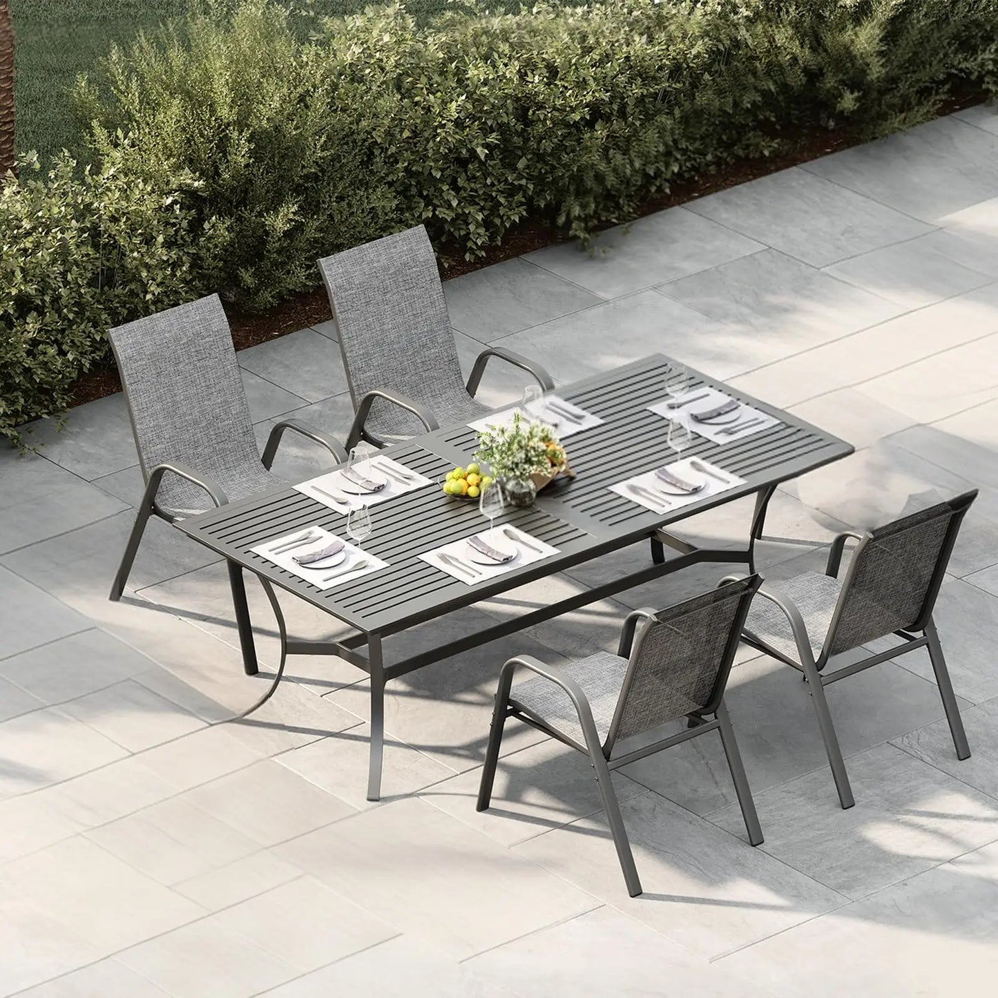 HiMISS Stackable Outdoor Patio Chairs Set All Weather Textilene