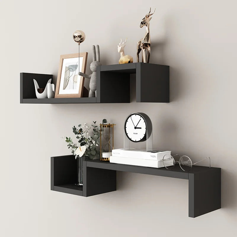Wooden Wall Mounted Floating Shelves Set High Load Capacity