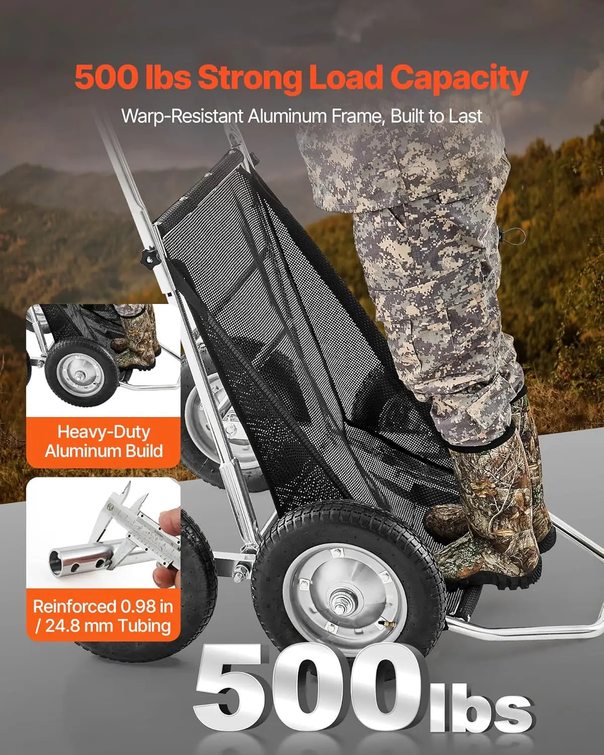 XMSJ All Terrain Game Cart Hunting Heavy Duty Deer Hauler