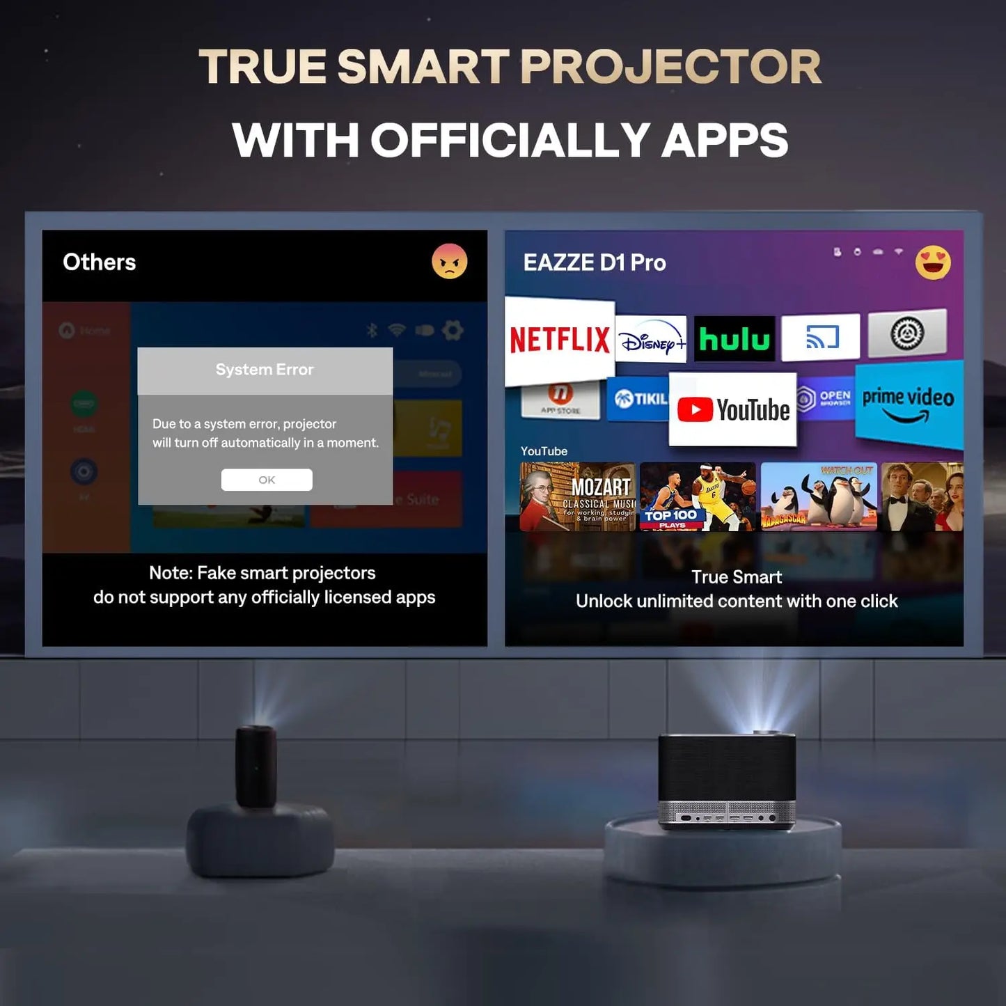 3 In 1 4K Smart Projector With WiFi Bluetooth Keystone