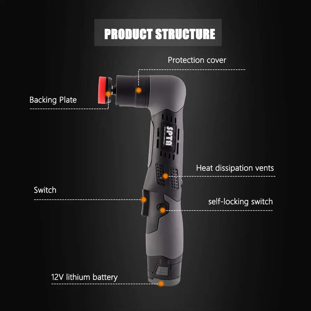 Cordless Mini Polisher 12V Rotary Dual Action Auto Detailing Kit
