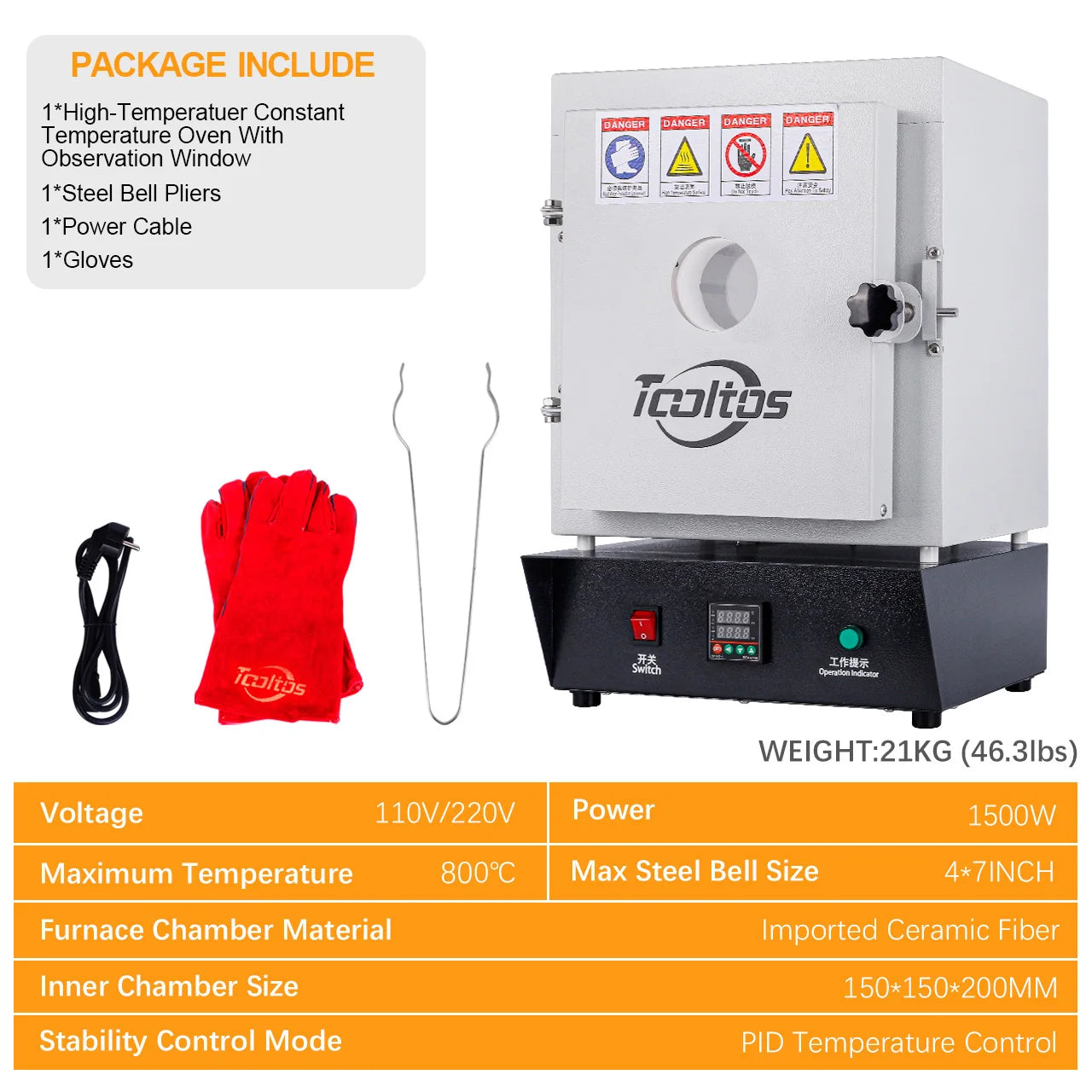 1150C Jewelry Thermostatic Oven Burnout Furnace Window Type
