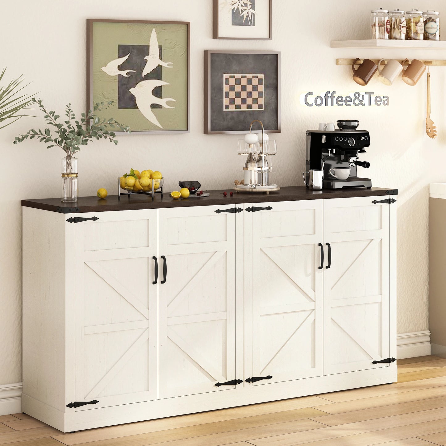 QiaoShiRen Sideboard Buffet Cabinet With Storage Modern Farmhouse