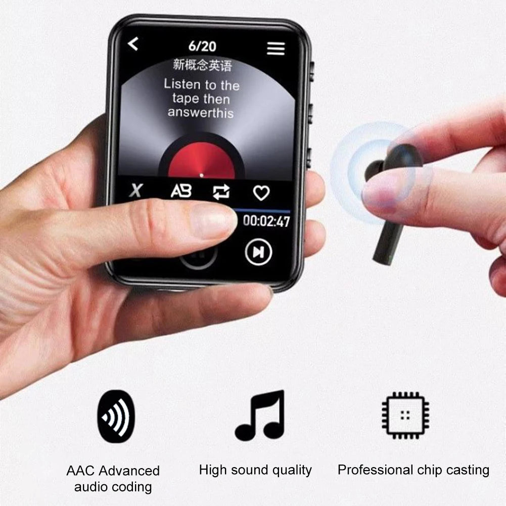 MP4 Player Lossless Music Player Full Touch Screen 2.4 inches Portable MP3 Player with Speaker Support FM Radio Recording E-Book